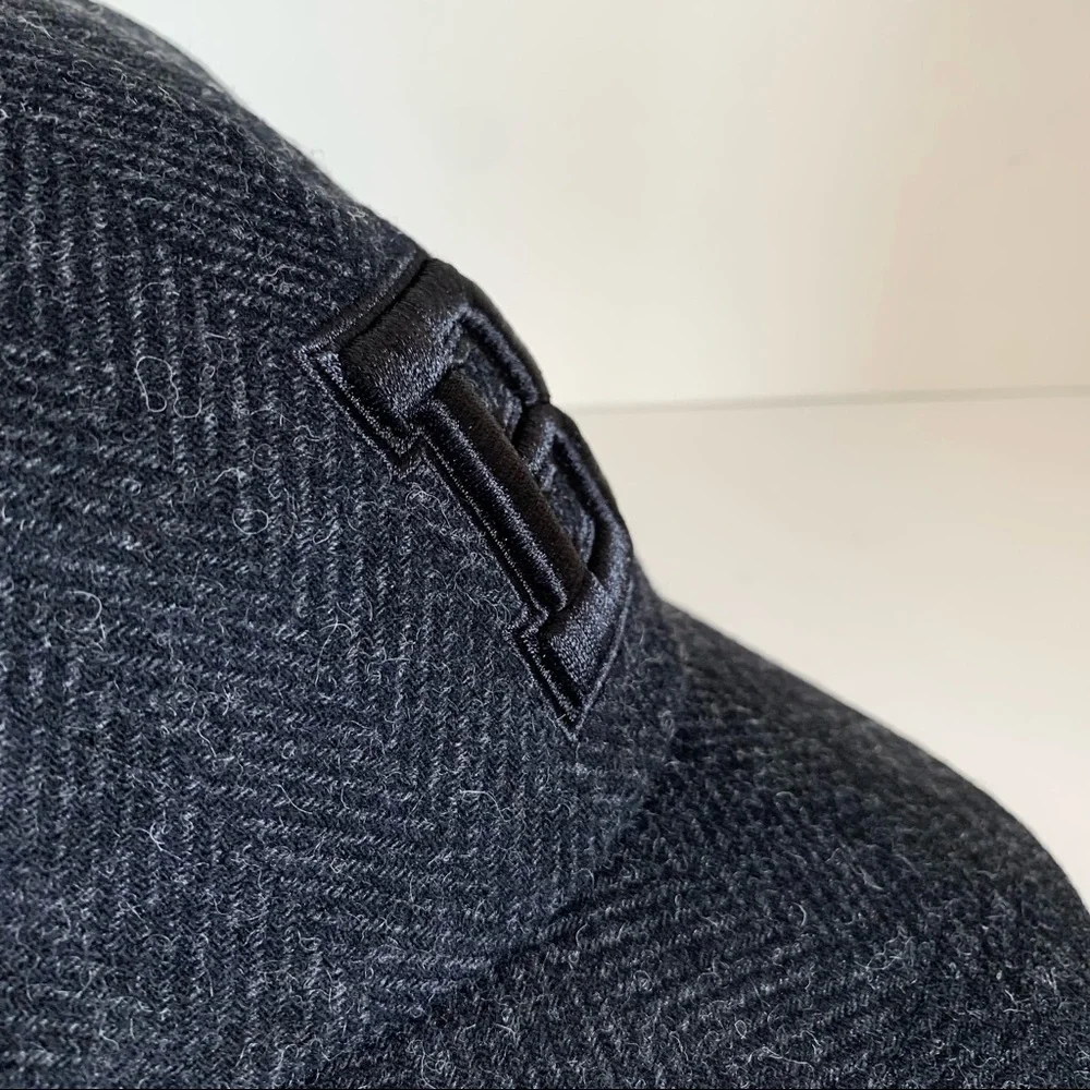 B wool leather Herringbone cap hat